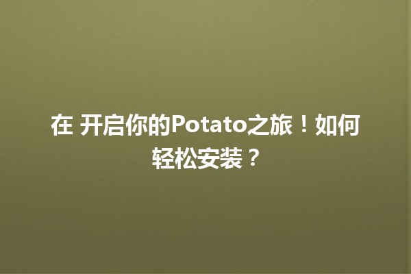 在🚀 开启你的Potato之旅！如何轻松安装？