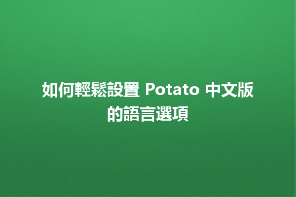 如何輕鬆設置 Potato 中文版的語言選項 🌐🖥️