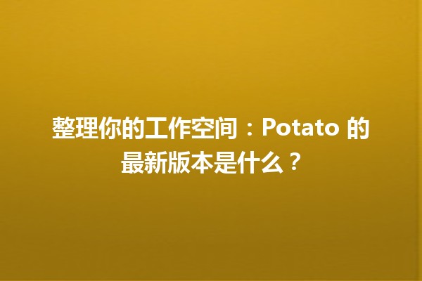 🍟 整理你的工作空间：Potato 的最新版本是什么？🔍