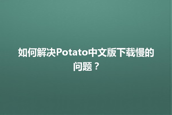 如何解决Potato中文版下载慢的问题？🚀