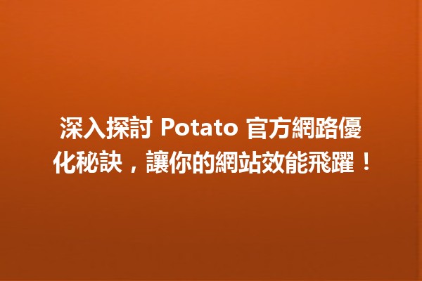 🍟 深入探討 Potato 官方網路優化秘訣，讓你的網站效能飛躍！🌟