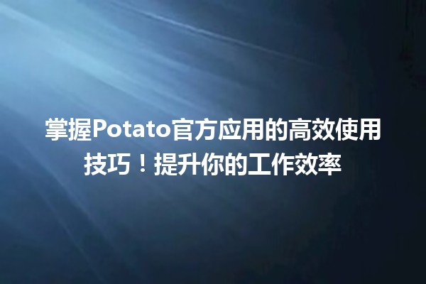 🍟掌握Potato官方应用的高效使用技巧！提升你的工作效率🚀