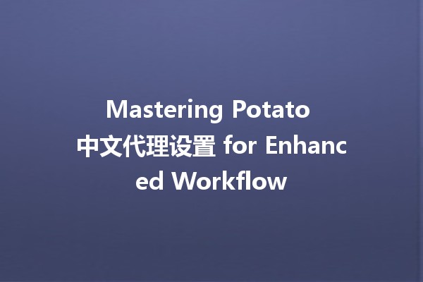 Mastering Potato 中文代理设置 for Enhanced Workflow 🚀