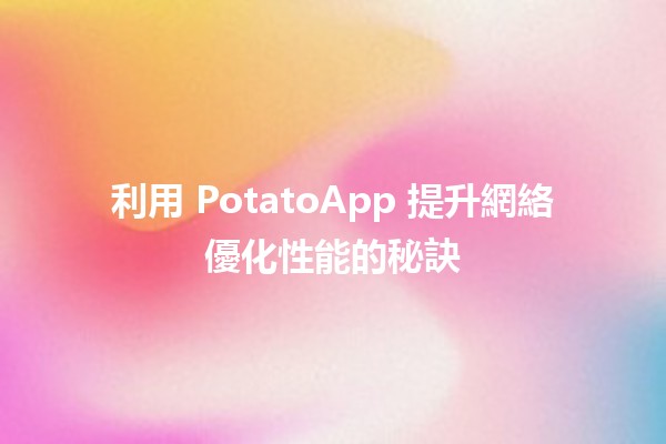 利用 PotatoApp 提升網絡優化性能的秘訣✨🚀