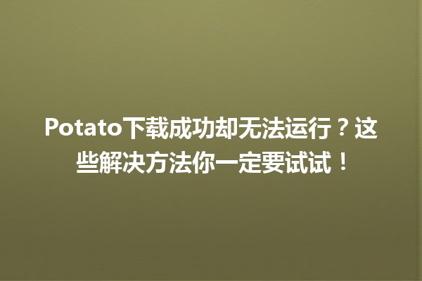 🚀 Potato下载成功却无法运行？这些解决方法你一定要试试！