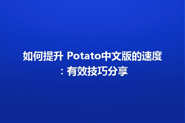 如何提升🍟 Potato中文版的速度：有效技巧分享